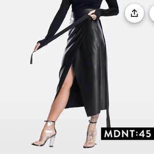 MDNT:45 Faux Leather high-waisted wrap skirt. Like new condition.